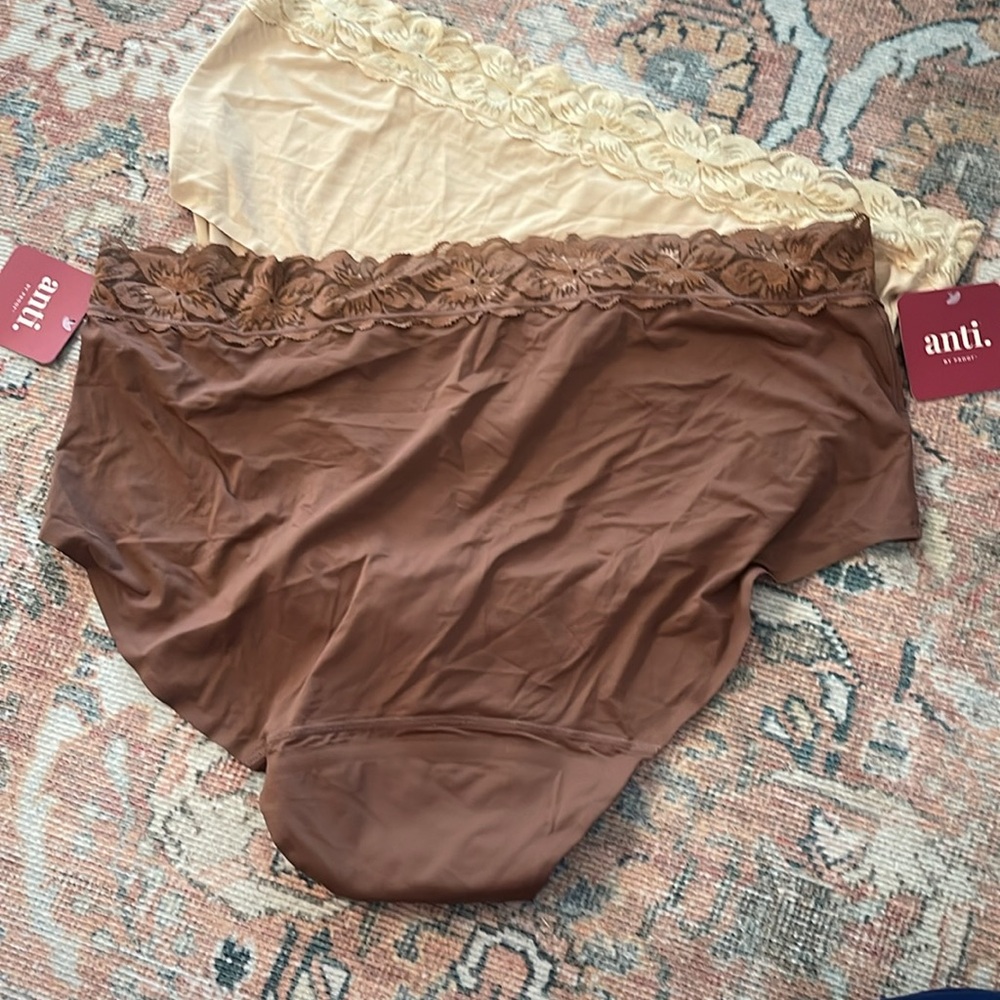 ANTI By Proof 2 Lace Trim High Rise Leak Resistant Briefs 3X Nude/Brown - Picture 3 of 7